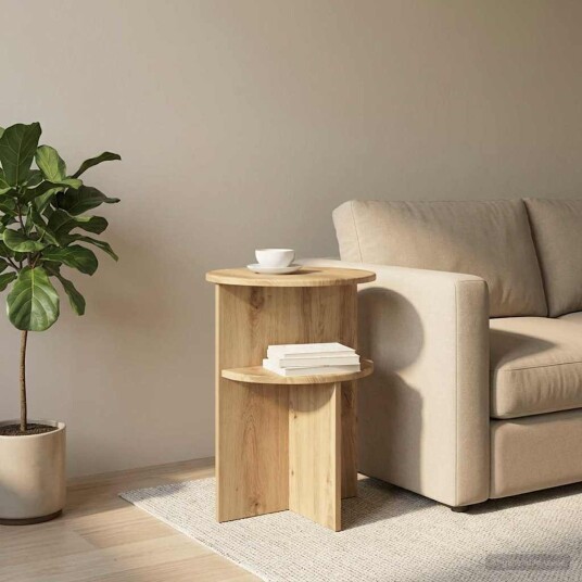 vidaXL Sidetabell Artisan eik Ø 39,5 x 55 cm Konstruert tre
