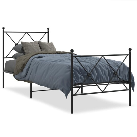  Sengeramme i metall med hode- og fotgavl svart 75x190 cm 8721012373945