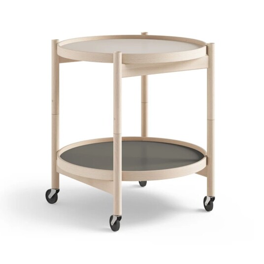 Brdr. Krüger Bølling Tray Table model 50 rullebord stone, ubehandlet bøkestativ
