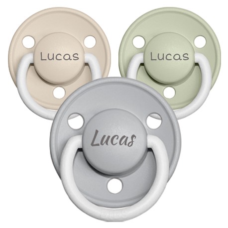 Bibs De Lux NightStr. 2 6+ Md.Rund  LateksSmokker Med Navn