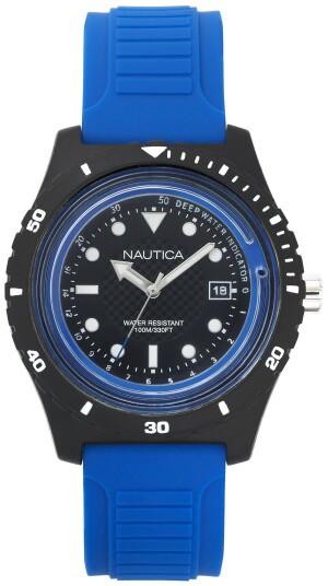 Nautica Herreklokke NAPIBZ002 Sort/Gummi Ø46 mm Nautica Herreklokke NAPIBZ002 Sort/Gummi Ø46 mm