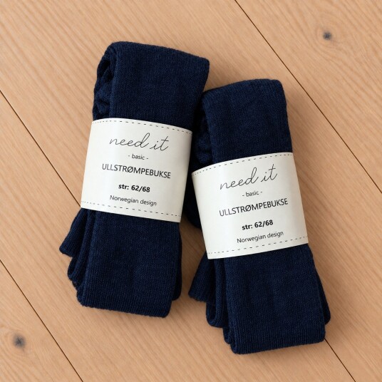 Need it   2pk strømpebukse i ull (merinoull) Klassisk Navy