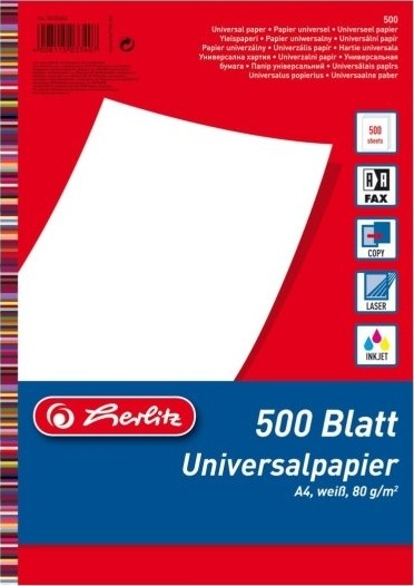 Herlitz Universalpapir A4 80G Hvid 500 Ark
