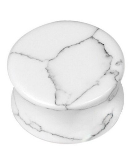 Cracked Howlite White Stone Piercing Plugg Strl 4 mm