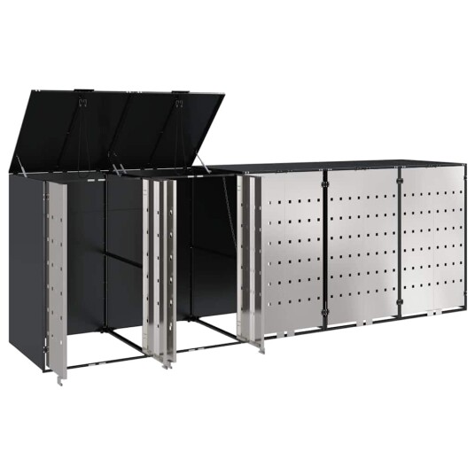 vidaXL Oppbevaring for 3 søppelbøtter Antrasitt 340 x 77.5 x 115.5 cm