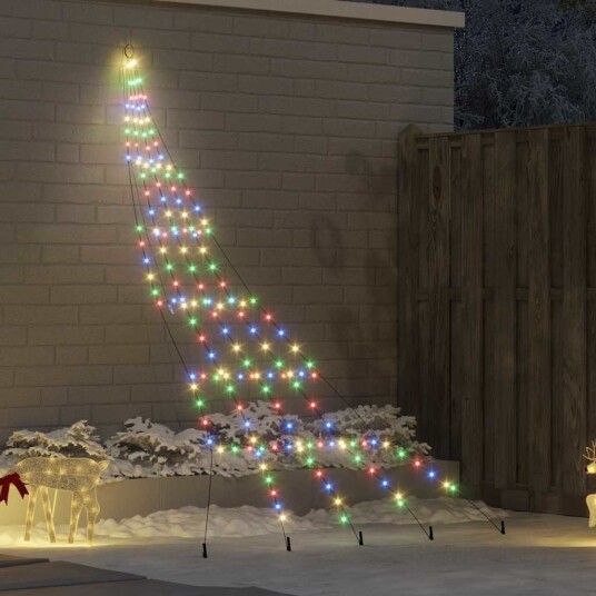  LED juletre med 168 LED med jordspyd Flerfarget 306 cm Metall