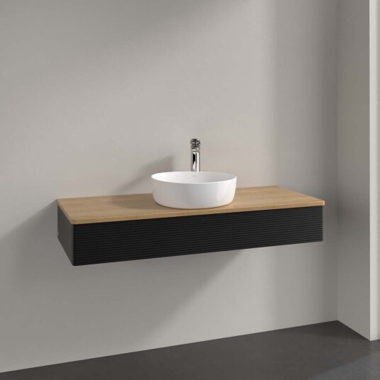 Villeroy & Boch  Antao Servantskap med 1 skuff 120x50x19 cm m/lys Sort Matt/Eik
