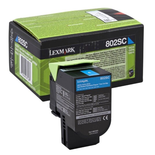 Lexmark 802SC C Toner - 80C2SC0 Original - Cyan 2000 sider Lexmark 802SC C Toner - 80C2SC0 Original - Cyan 2000 sider