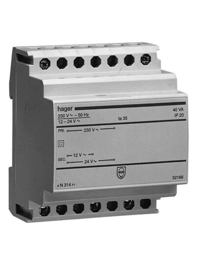 Hager Safety transformer 63va 230v12-24v (3250615703156)
