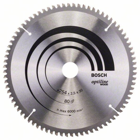 Bosch Optiline Wood 254 mm Sirkelsagblad med 80 Tenner for Tre