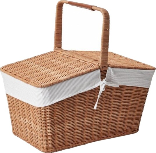 Lexington Home Rattan Picnic Basket With Liner   ONE SIZE