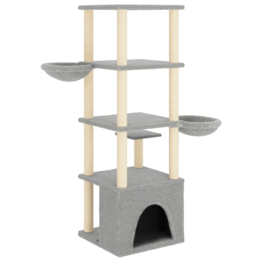 Vidaxl Kattetre Med Klorestolper I Sisal Lysegrå 147 cm