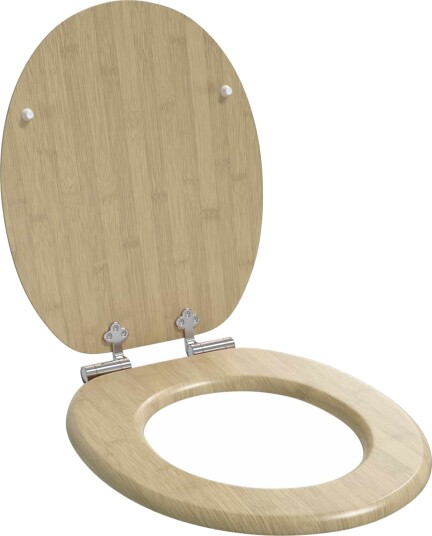 Myk lukking toalettsete Lys bambusfarge 44 x 38 cm MDF plater Myk lukking toalettsete Lys bambusfarge 44 x 38 cm MDF plater