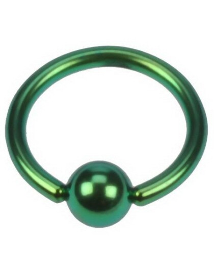 Utgått Metallic Grønn Ball Closure Ring Piercing 12 x 16 mm med 5 mm kule