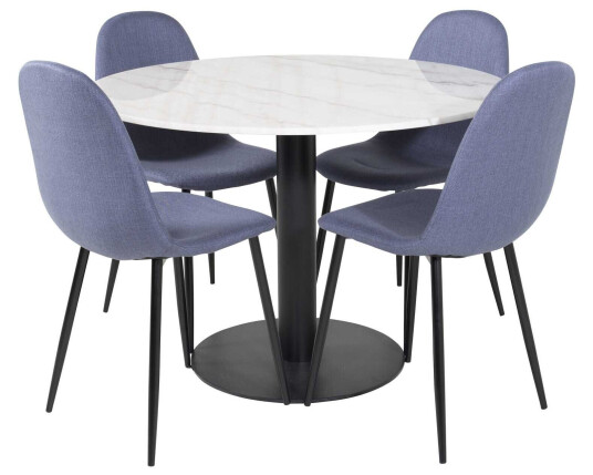 Venture Design Estelle & Polar spisegruppe Hvit/blå 4 st stoler & bord 106 cm