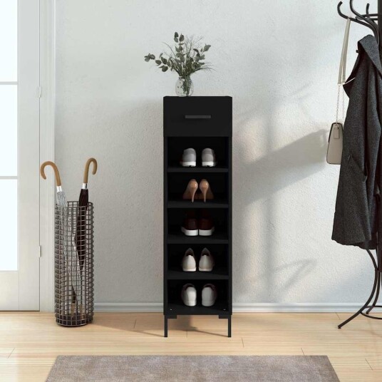 vidaXL Skohylle svart 30x35x105 cm konstruert tre