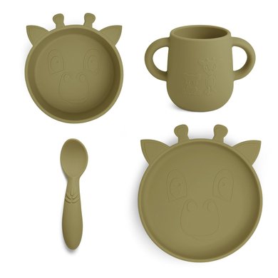 nuuroo Olive Lykke Giraffe 4-delt servise, green nuuroo Olive Lykke Giraffe 4-delt servise, green