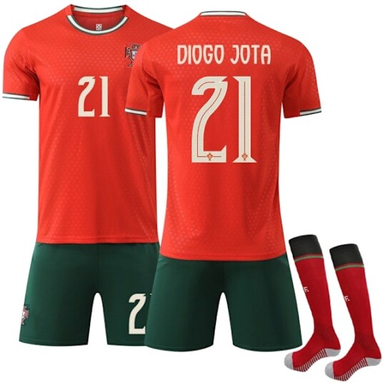 25-26 Portugal Hjemmedrakt Fotballdrakter Sett Fotballklær Nr. 21 Diogo Jota