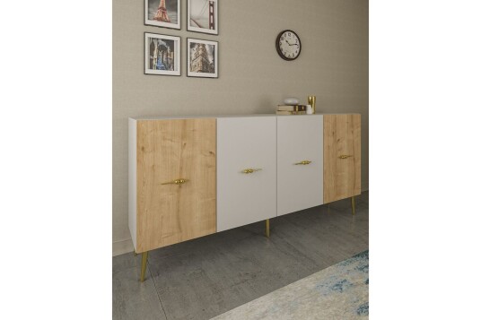 Huelva Konsollbord 150 cm Hvit/Eik