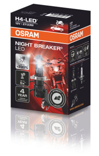 Osram Night Breaker H4 LED for MC LED, H4, Godkjent LED pære, 1stk
