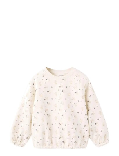 Mango Floral Print Cotton Sweatshirt Cream 5 6