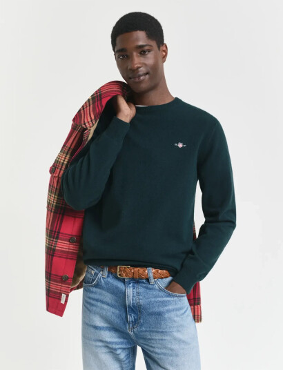 GANT Superfine Lambswool C-Neck - Khaki green - S