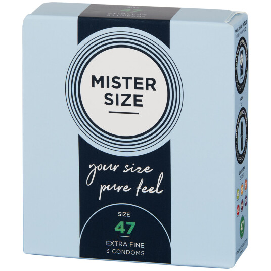 Mister Size PureFeel Kondomer 3 stk - Klar - 47mm