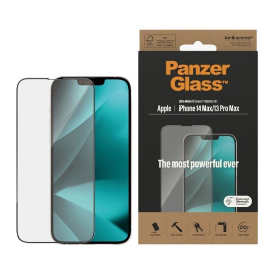 PanzerGlass iPhone 14 Plus / 13 Pro Max AntiBakteriell Ultrabred Skjermbeskyttelse av Diamond Styrke