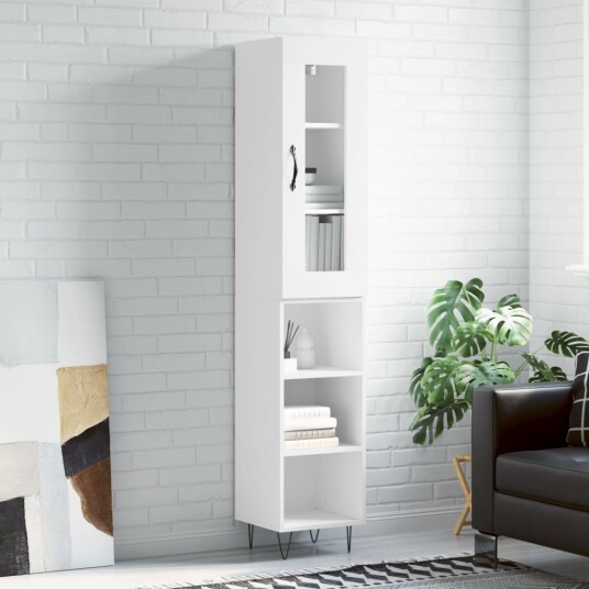 vidaXL Highboard hvit 34,5x34x180 cm konstruert tre 8720845488154