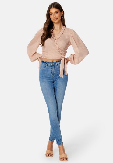 BUBBLEROOM Taylin Frill Wrap Blouse Pink XL