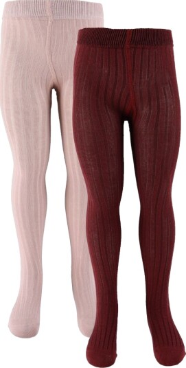 Minymo Stocking Solid Rib 2-Pack Pink 116-122