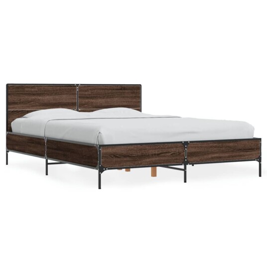  Sengeramme brun eik 140x200 cm konstruert tre og metall 8721102612978