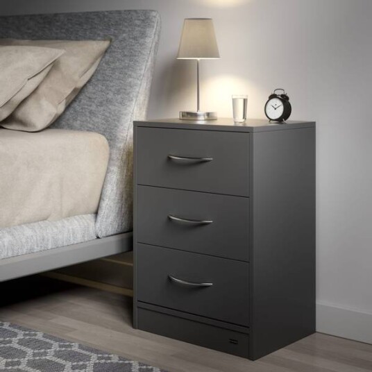 Nattbord "Eloise" med LED lys 54x39x28cm - antrasitt