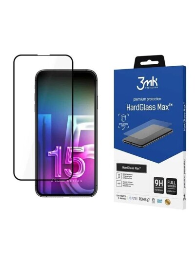 3mk HardGlass Max skjermbeskytter for Apple iPhone 15 Plus