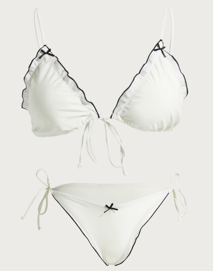 Nelly Hvit Contrast Bow Bikini Panty