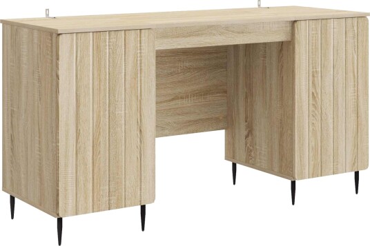 vidaXL Skrivebord med dør Sonoma eik 142,5 x 50 x 75 cm Konstruert tre