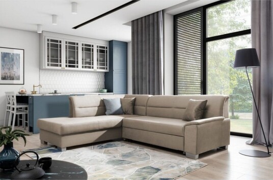 Seksjon Eltap Bergen 247x214x83 cm Monolith 09 Mørk beige Venstre