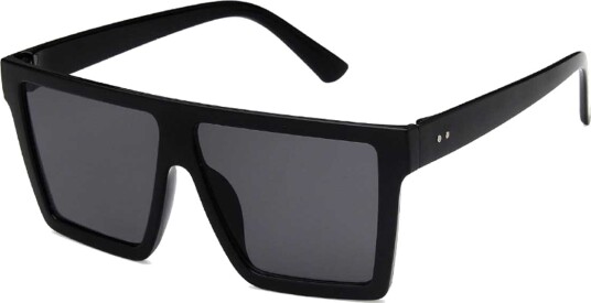 Trendy firkantede svarte solbriller + senil streng