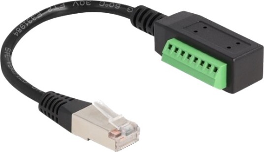 Delock - Nettverkskabel - Rj-45 (Hann) Til 8-Pins Terminalblokk - 21.5 Cm - Utp - Cat 5E - Svart/Grønn