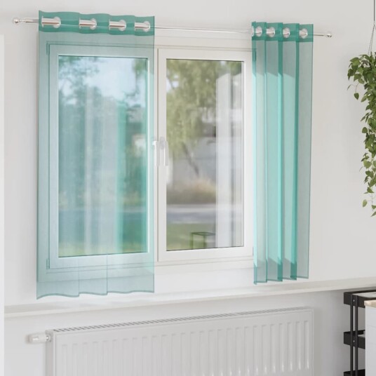 Voilegardiner med grommets 2 stk turkis 8721158551603