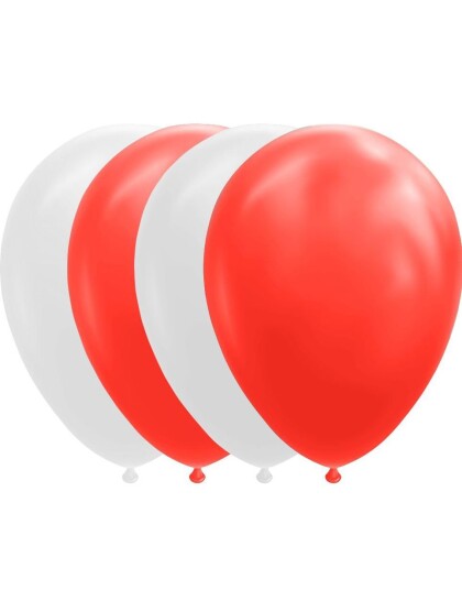 10 stk 30 cm Danmark Røde og Hvite Ballonger