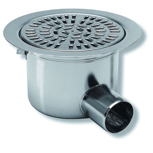 Purus Gulvsluk Bigg Ø75 mm, sideutløp, Rustfritt stål Purus Gulvsluk Bigg Ø75 mm, sideutløp, Rustfritt stål