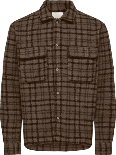 ONLY & SONS Onsluigi Ls Boucle Reg Overshirt COFFEE BEAN S