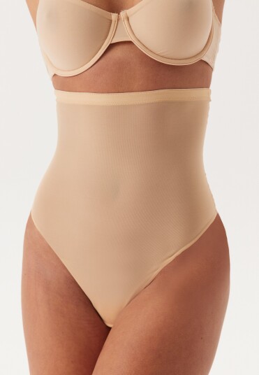 Magic Truser Hi Waist Thong Beige polyester Small Dame Magic Truser Hi Waist Thong Beige polyester Small Dame