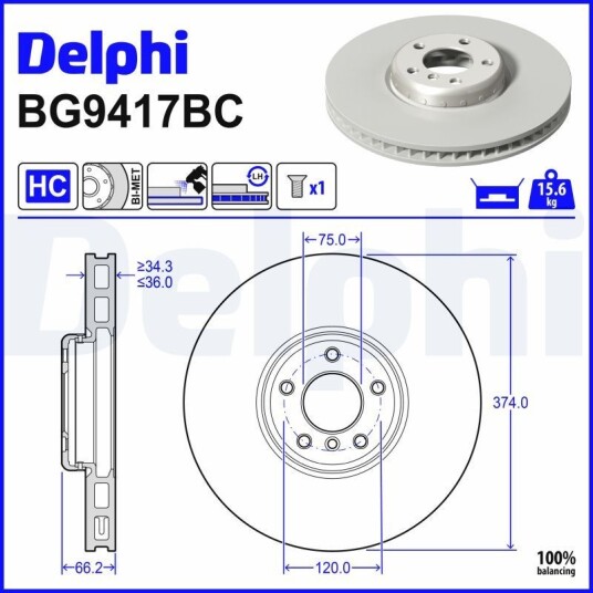 Bremseskive DELPHI BG9417BC