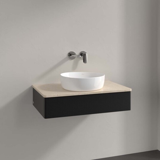 Villeroy & Boch Antao Servantskap med 1 skuff 80x50x19 cm u/lys Sort Matt/Crème Villeroy & Boch Antao Servantskap med 1 skuff 80x50x19 cm u/lys Sort Matt/Crème