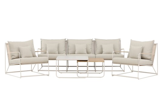Venture Design Palazzo sofagruppe Beige med beige pute 3 seters sofa 2 lenestoler og bord 60x60/70x70 cm Beige Venture Design Palazzo sofagruppe Beige med beige pute 3 seters sofa 2 lenestoler og bord 60x60/70x70 cm Beige