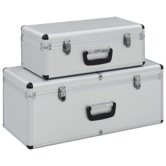 Oppbevaringskasser 2 stk sølv aluminium Oppbevaringskasser 2 stk sølv aluminium
