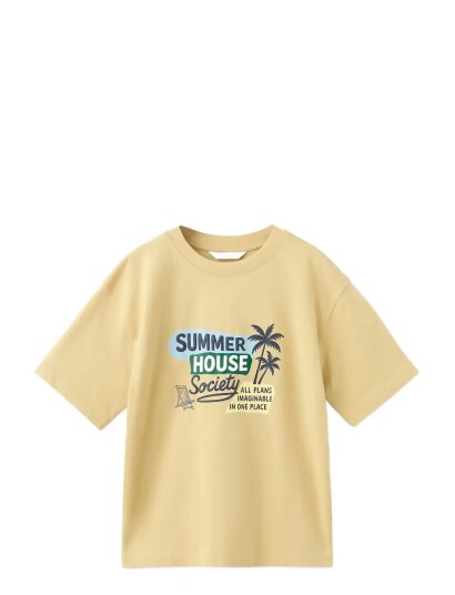 Mango Printed Cotton Blend T Shirt Yellow 5 6 Mango Printed Cotton Blend T Shirt Yellow 5 6