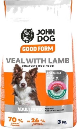 John Dog Voksen Good Form Hundemat & Lam Storfe 3 kg John Dog Voksen Good Form Hundemat & Lam Storfe 3 kg